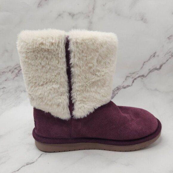 UGG Koolaburra Girls Aubrie Short Purple Boots Faux Fur Lining Youth 2 - Picture 1 of 9